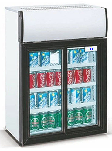 Low Power Double Sliding Door Beverage Cooler Refrigerator 85L 220V 50Hz